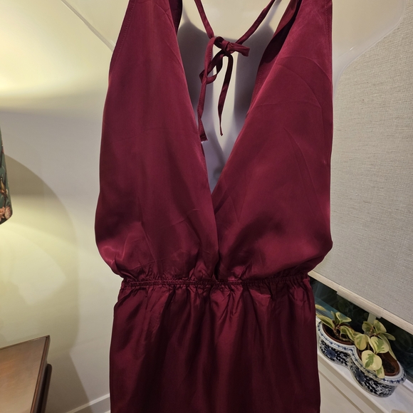 HALARA Wine Satin Halter Wrap Mini Dress - Picture 10 of 10
